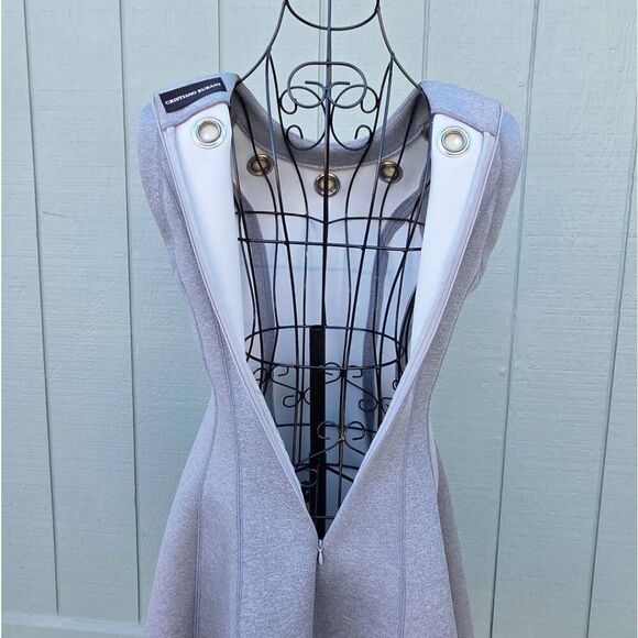 Cristiano Burani Sleeveless Knit Fit and Flare w/ Hardcore Pleats Grey Dress. Si - Picture 7 of 10